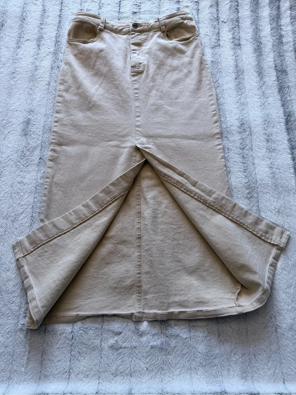 Denim maxi skirt - beige